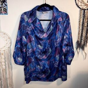 Vintage 80s/90s Teddi Abstract Brushstroke Blouse - XL/1X